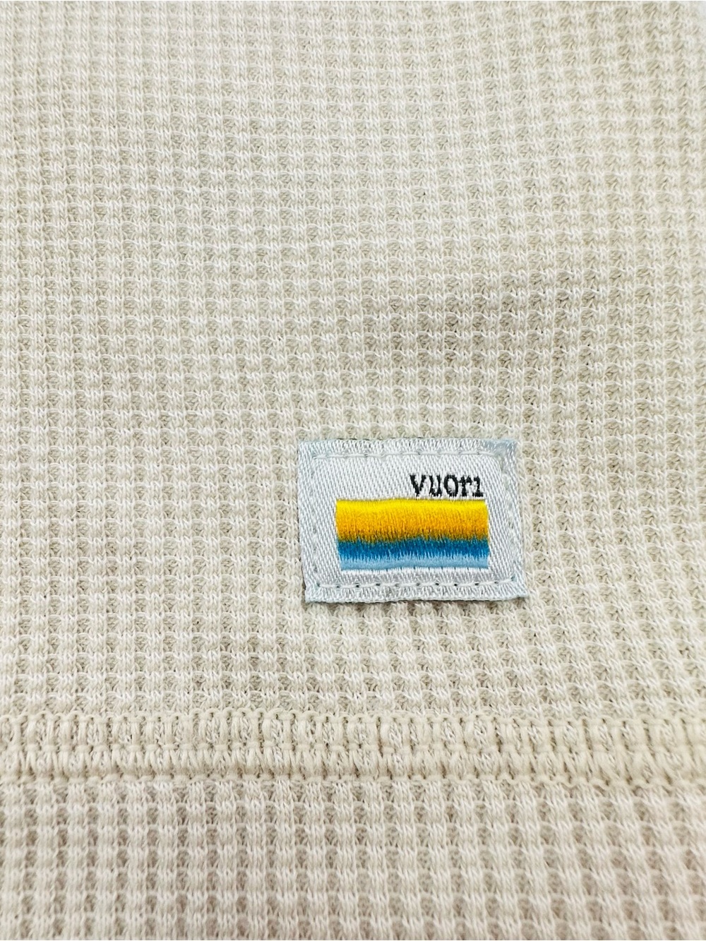 Vuori Long Sleeve Waffle Crew Shirt - Cream - Picture 5 of 9